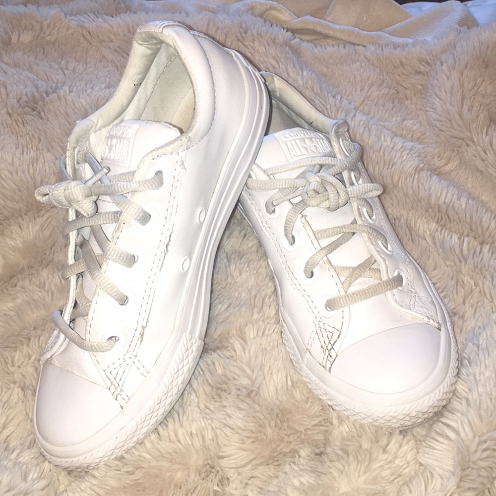 Boys used white leather converse